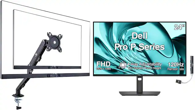24" Dell Pro P Series FHD 1920 x 1080 4-way Adjustability 120Hz Tilt/Swivel/Pivot/Height Refresh rate