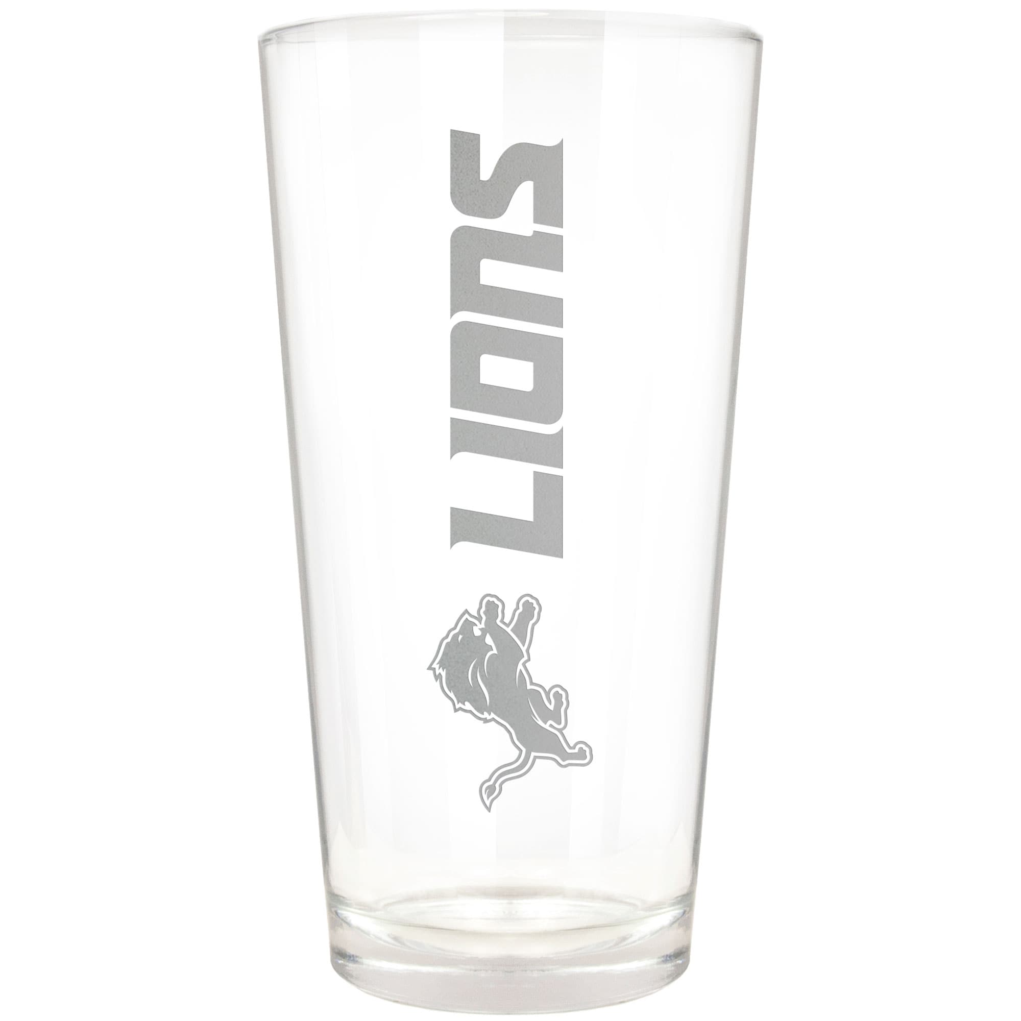 Front. Great American Products - Detroit Lions Etched 16oz. Vertical Rally Cry Pint Glass - Multicolor.