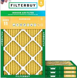 Filterbuy - 13x21.5x1 MERV 11 Pet & Allergy Defense, Electrostatic Pleated HVAC AC Furnace Air Filters Replacement (4-Pack) - Gold