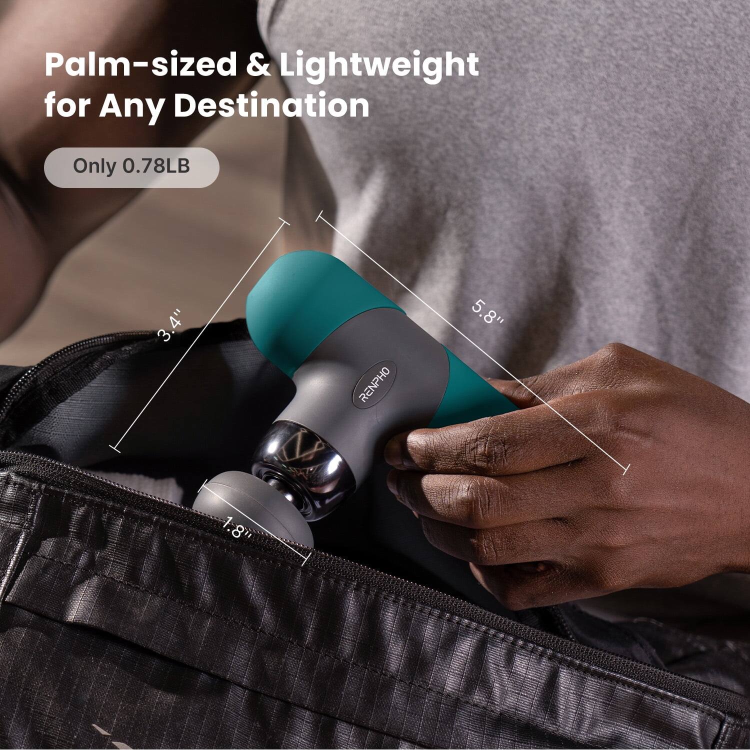 Palm-sized & Lightweight for Any Destination  
Only 0.78LB  
3.4" x 5.8" x 1.8"