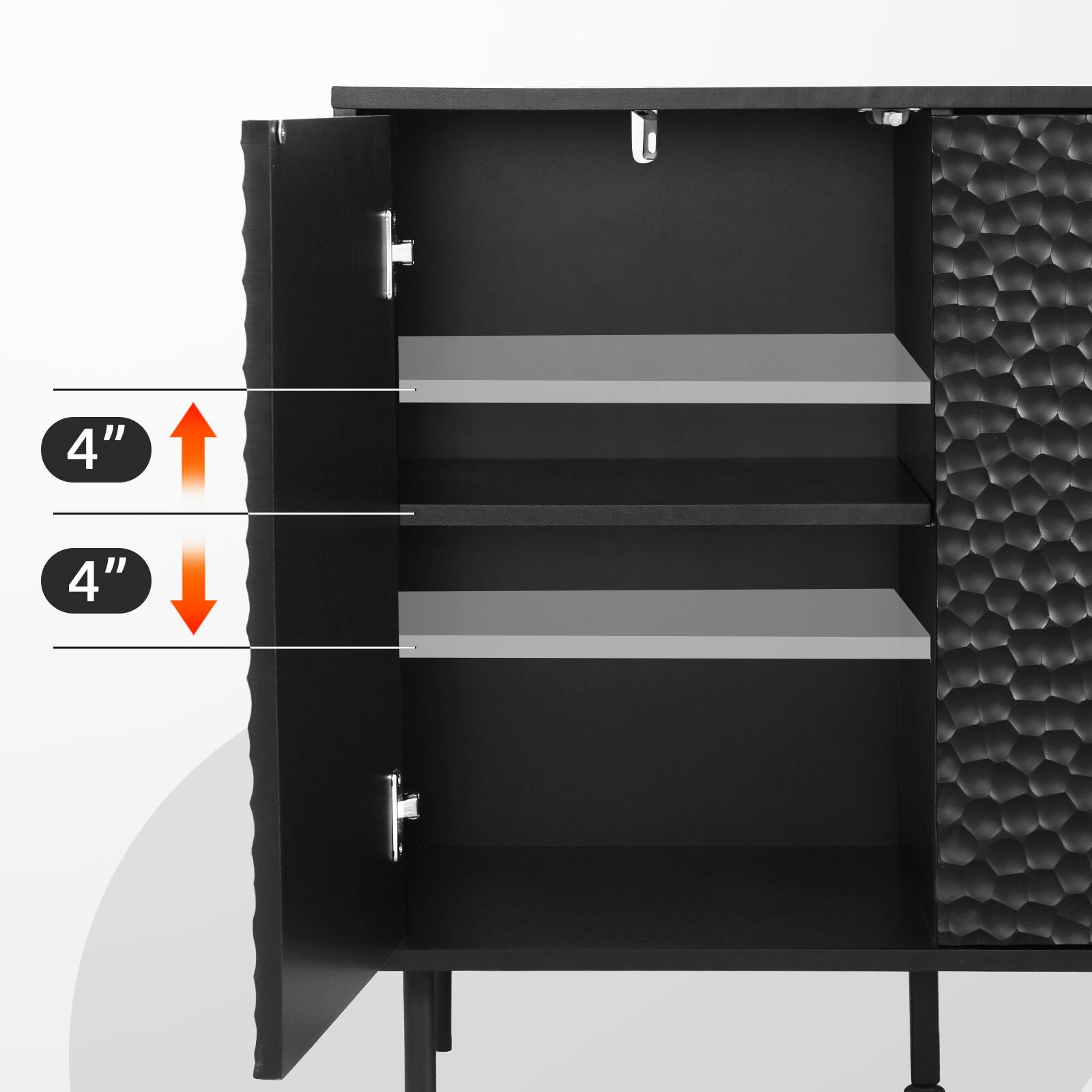 Alt View 4. Bestier - Mid-Century Sideboard with Ample Storage & Raised Legs for Easy Cleaning - black.