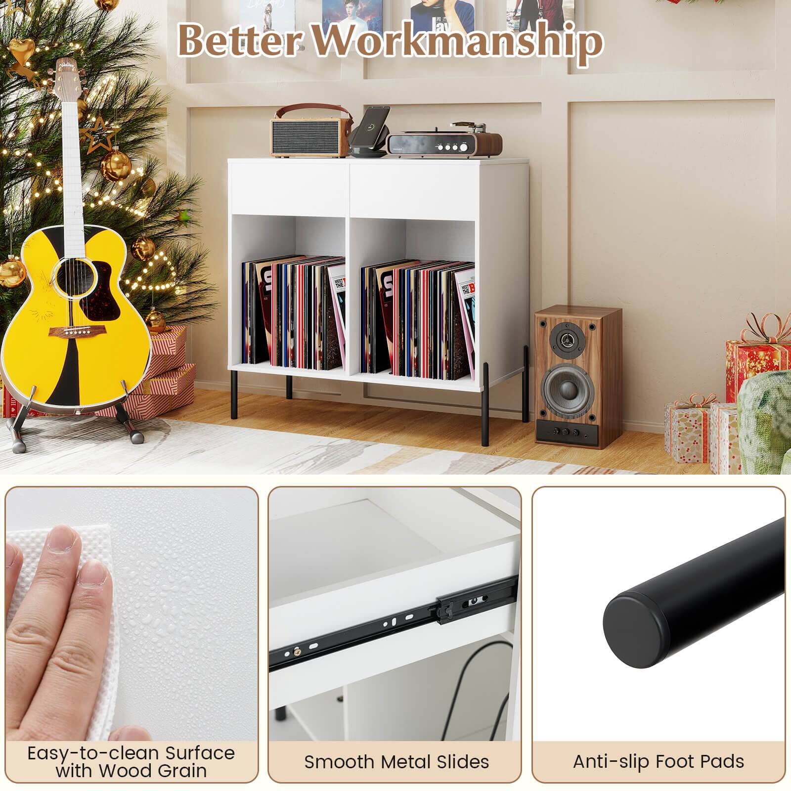 Better Workmanship

- Easy-to-clean Surface with Wood Grain
- Smooth Metal Slides
- Anti-slip Foot Pads