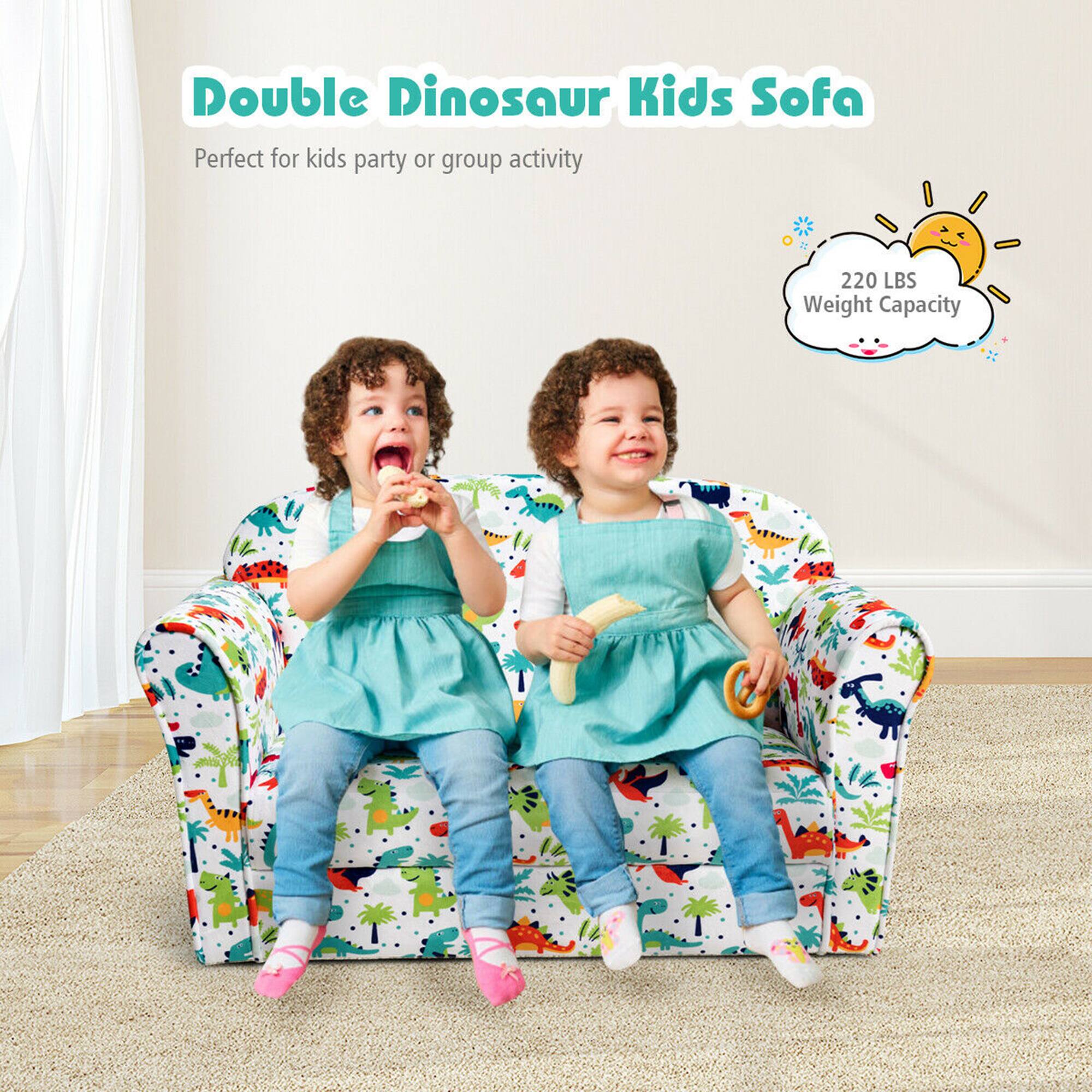 Double Dinosaur Kids Sofa  
Perfect for kids party or group activity  
220 LBS Weight Capacity