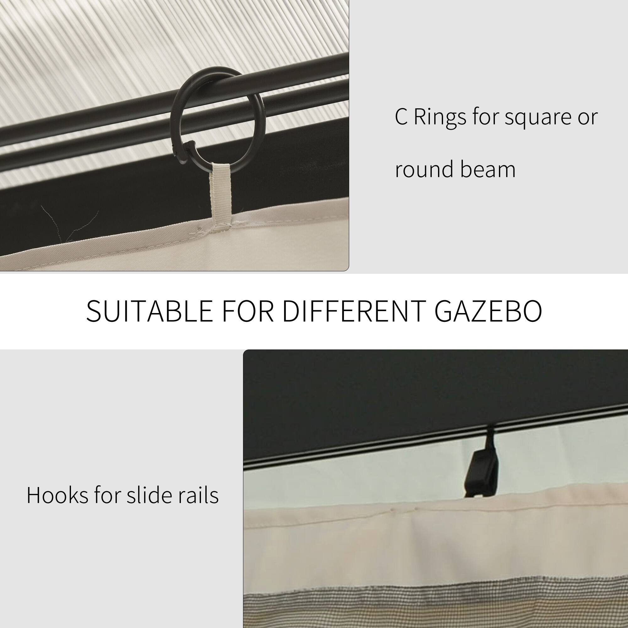 Rings for square or round beam, Hooks for slide rails, SUITABLE FOR DIFFERENT GAZEBO