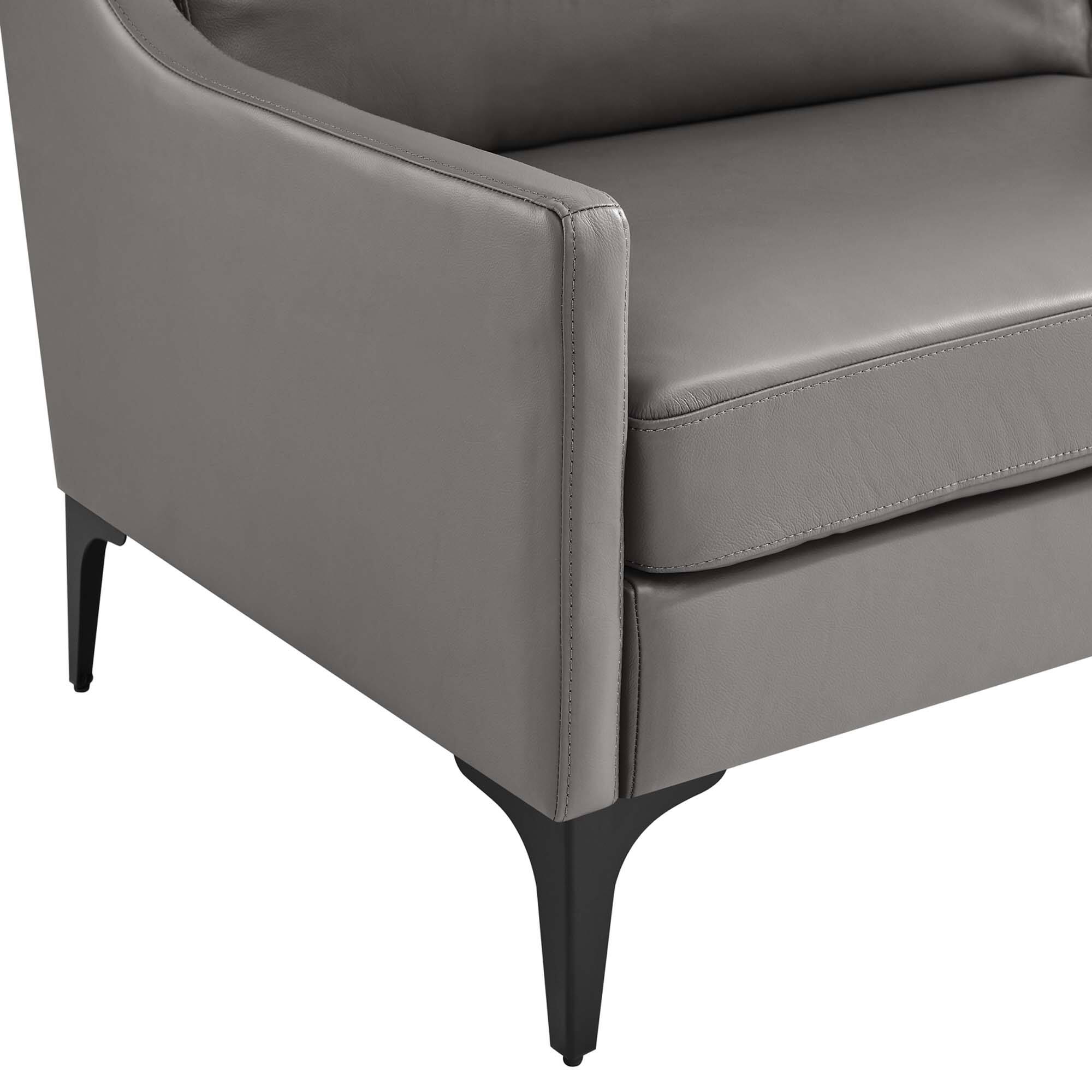 Alt View 2. Modway - Corland Leather Sofa by Modway - Gray.