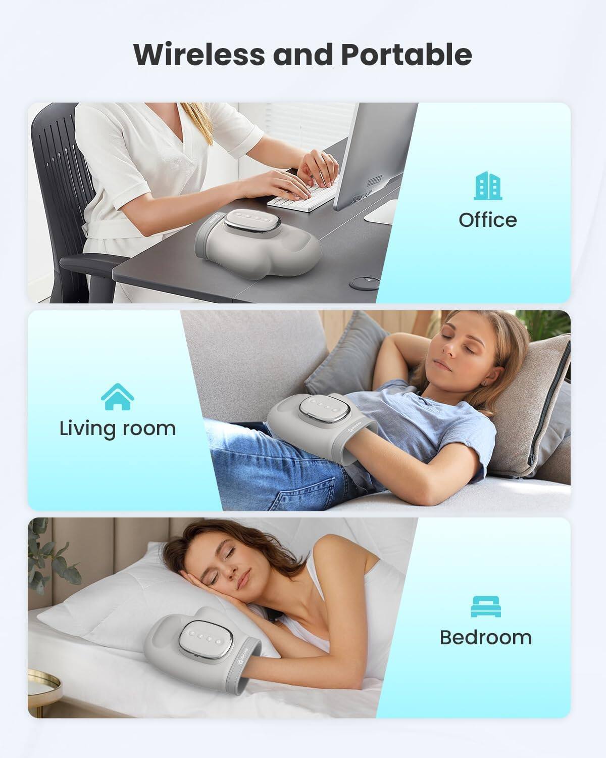 Wireless and Portable

Office  
Living room  
Bedroom