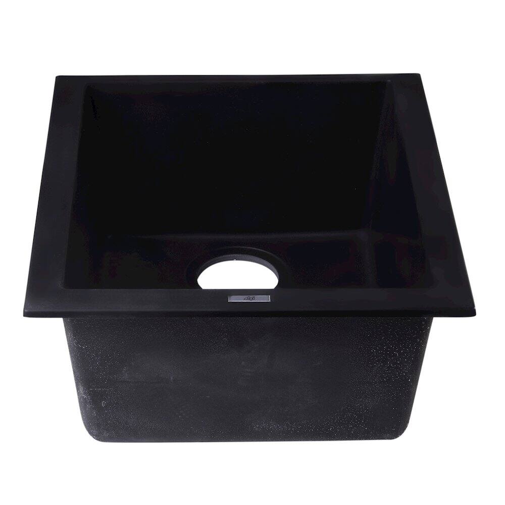 Alt View 3. Alfi - ALFI brand Black 17 Undermount Rectangular Granite Composite Kitchen Prep Sink - Black.