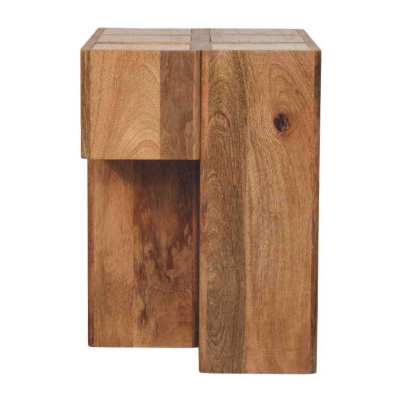 Alt View 4. Artisan Furniture - Artisan Furniture Solid Wood Travertine Top Block Side Table, Brown - Brown.