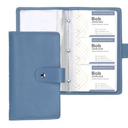 Unique Bargains - Business Card Holder 7x4" Leather, 2pcs Professional, 96-Capacity Organizer Binder Booklet Storage for Credit ID - Blue