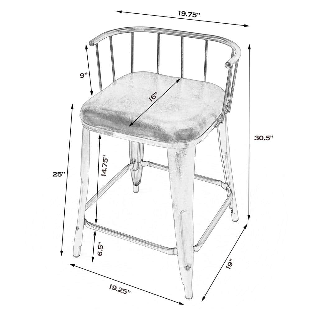Butler Specialty - Coriander Iron & Leather 25" Counter Stool - Multi-Color
