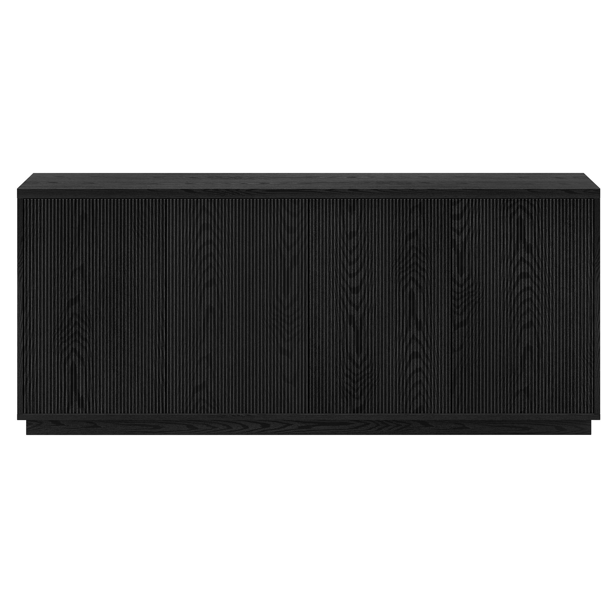 Alt View 1. Hudson&Canal - Alston 68" Wide Rectangular Fluted Buffet Table - Black.