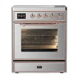 ILVE - Majestic II Series 30 in. Induction Range with 4 Induction Elements (Copper Trim) - Stainless Steel