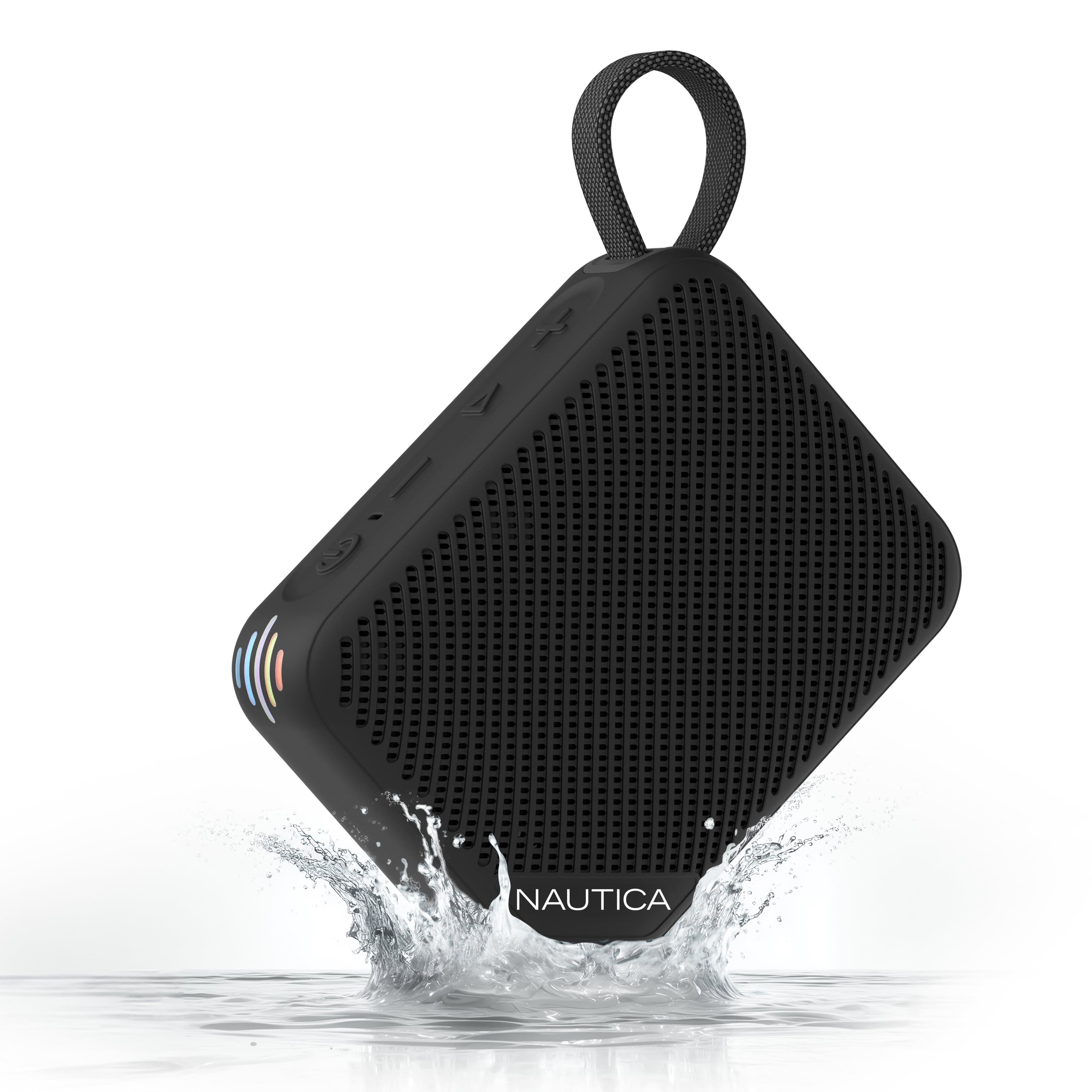 Front. Nautica - Nautica Nayman SP500 Portable Bluetooth Speaker, 12W Sound, Waterproof, 9H Playtime, Shower, Outdoor (Black) - Black.