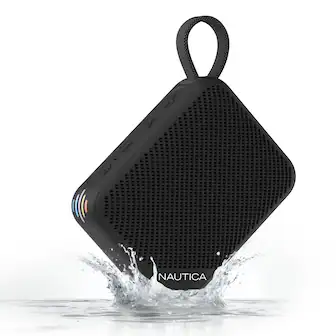 Front. Nautica - Nautica Nayman SP500 Portable Bluetooth Speaker, 12W Sound, Waterproof, 9H Playtime, Shower, Outdoor (Black) - Black.