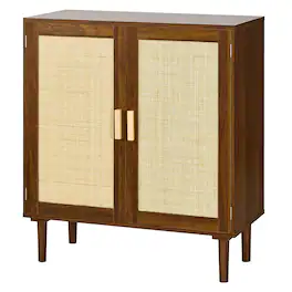 VEVOR - Rattan Cabinet, Rattan Storage Cabinet with 2 Magnetic Doors and Adjustable Shelves, Accent Sideboard Buffet - Khaki
