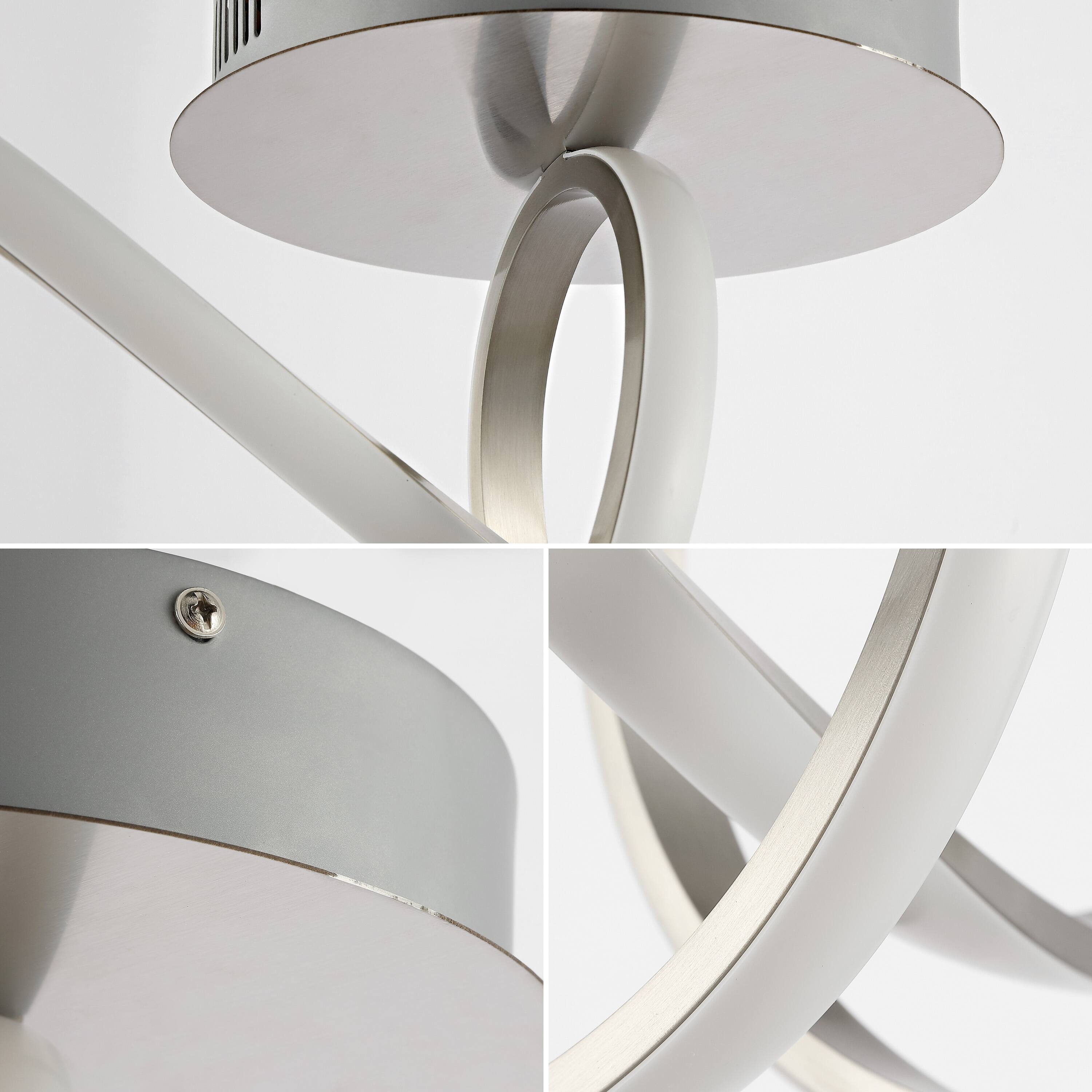 Alt View 4. Jonathan Y - Chantelle 19.5" 1-Light Modern Minimalist Aluminum Loop Integrated LED Semi Flush Mount, Nickel - Nickel.