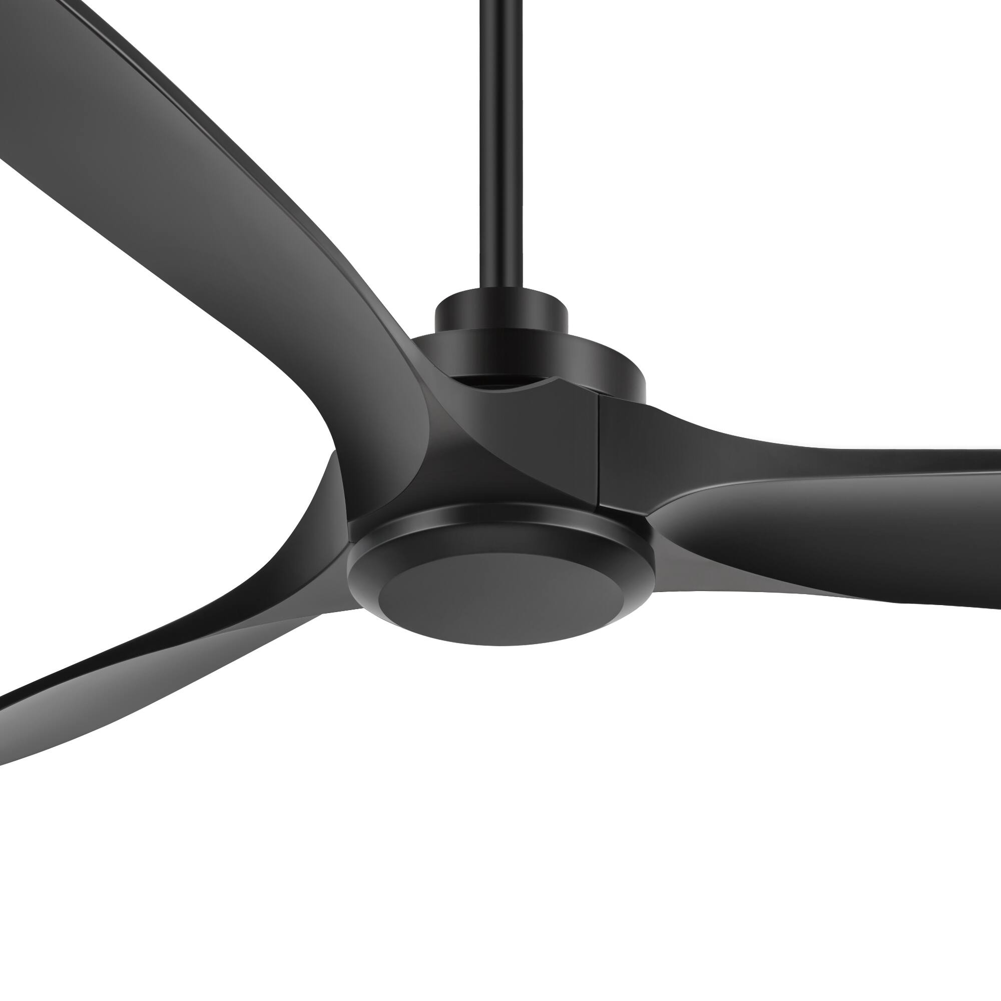 Left. Breezary - 60-Inch Indoor Ceiling Fan with 3 ABS Blades, DC Motor, 6-Speed Remote Control with Timer, 6"&12" Downrods, Led/No Light - Matte Black (Without Light).
