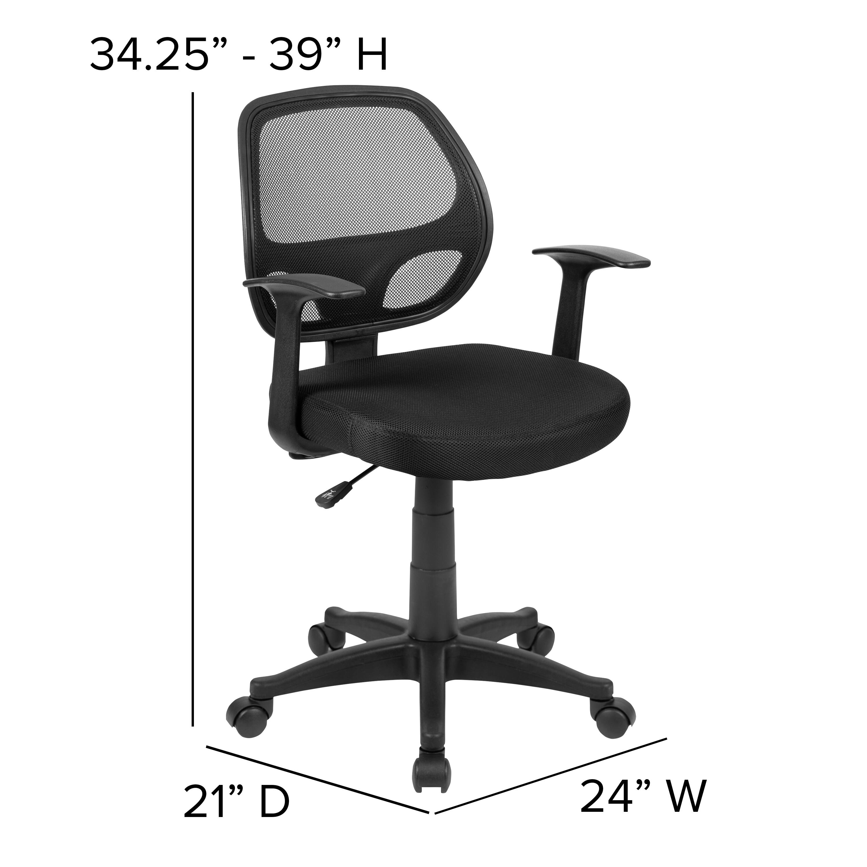 34.25" - 39" H  
21" D  
24" W