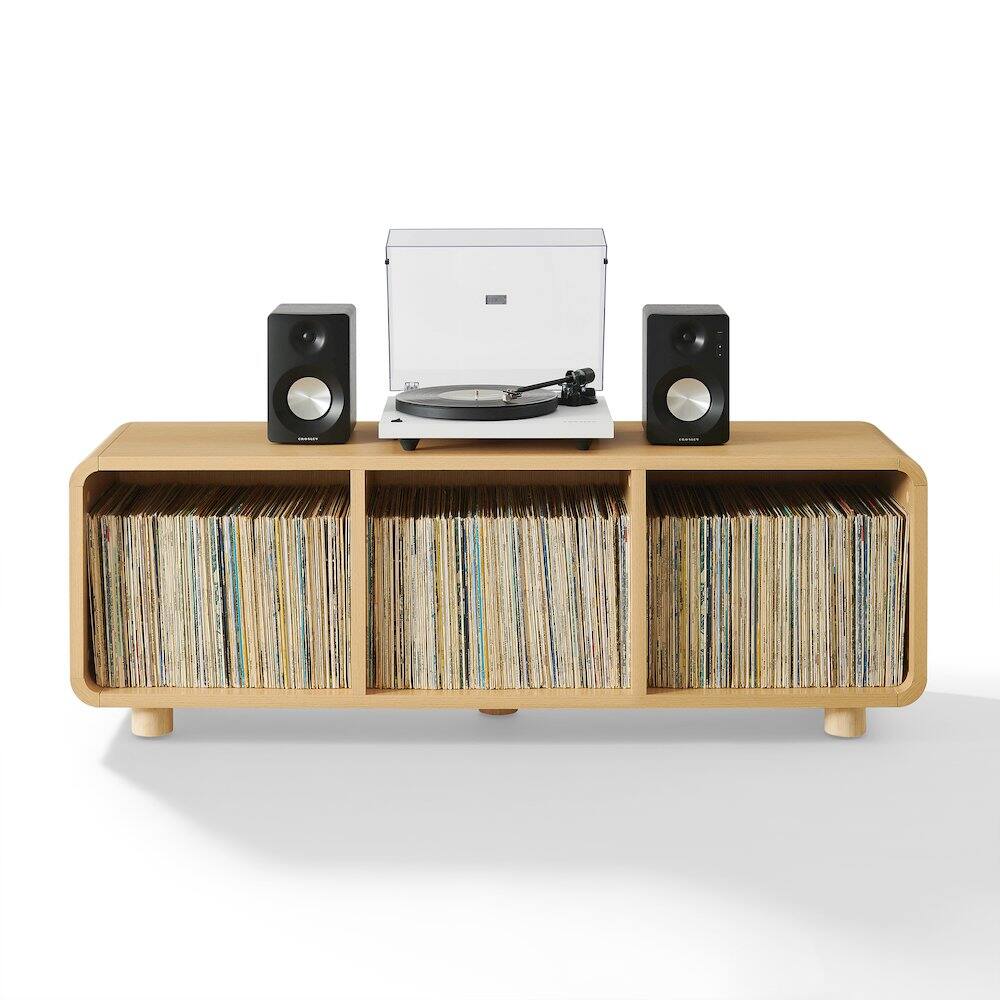 Alt View 4. Crosley Furniture - Zoe Large Record Storage Console - Gray.