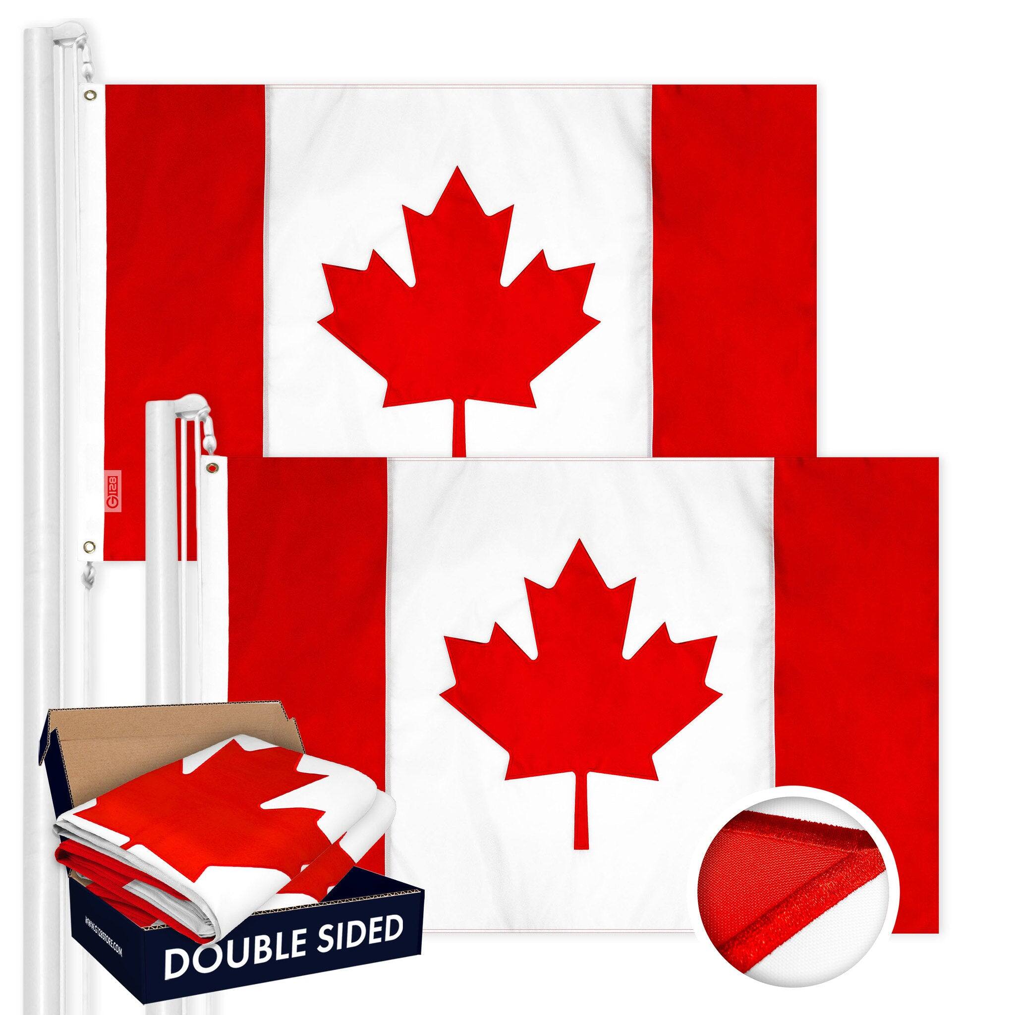 G128 - Canada Flag 3x5 ft 2-Pack Double-Sided Embroidered Polyester - Assorted Colors