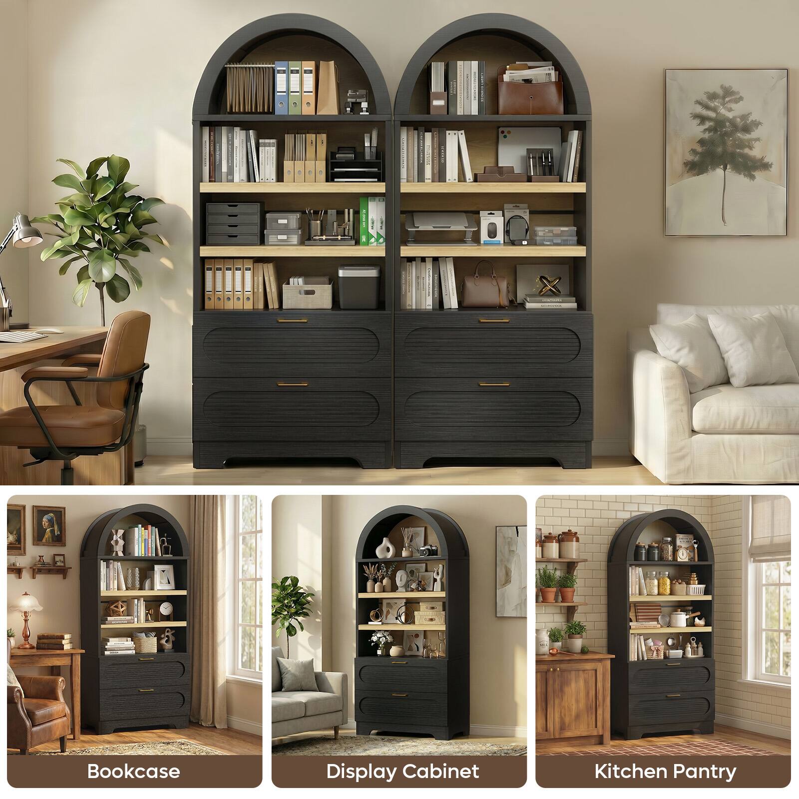 Bookcase Display Cabinet Kitchen Pantry