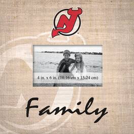 Fan Creations - New Jersey Devils 10'' x 10'' Burlap Pattern Frame - Multicolor