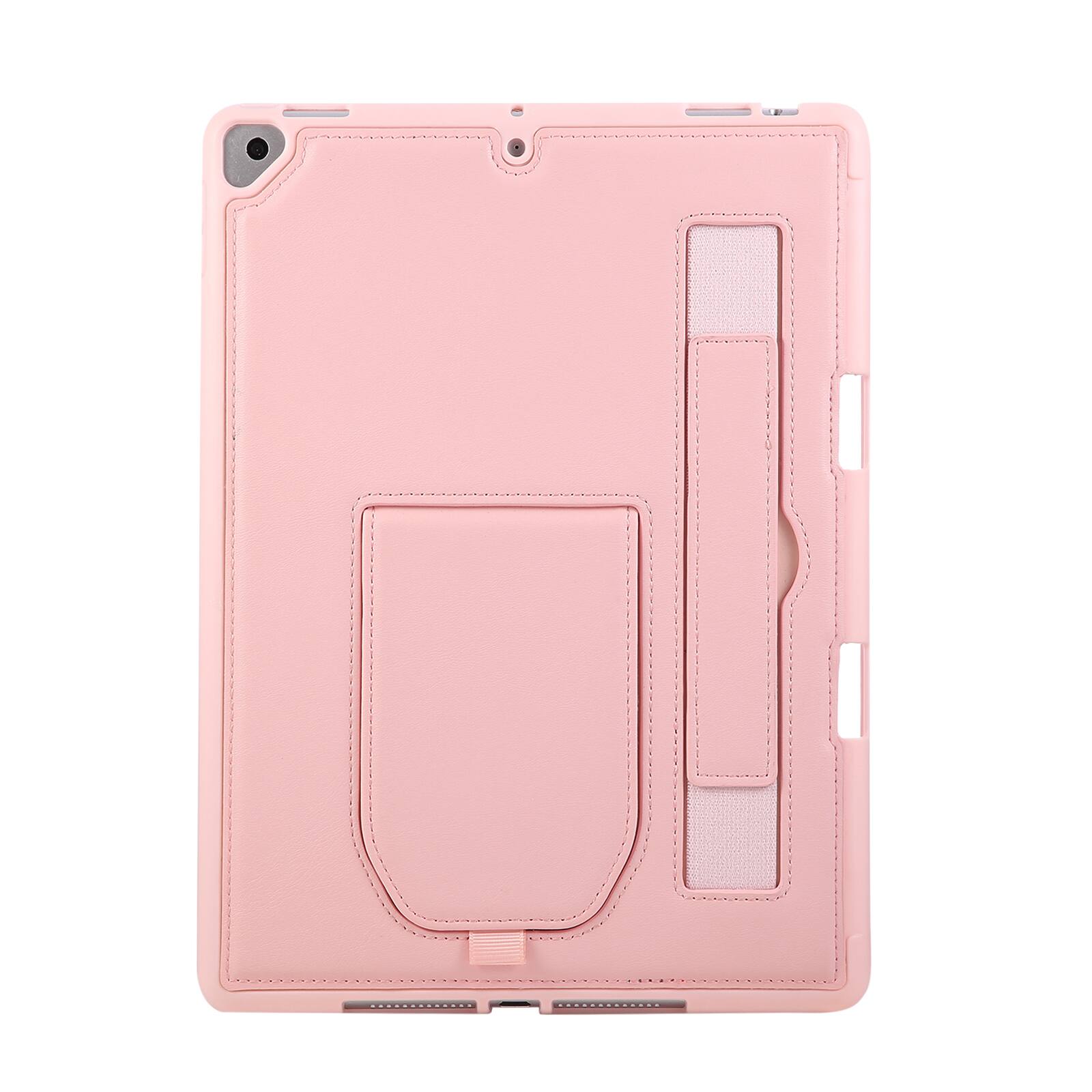 Alt View 1. Dteck - Shockproof Case for Apple iPad (9th Generation) 10.2" 2021 with Hand Strap Kickstand, PU Leather TPU Protective Cover - Pink.