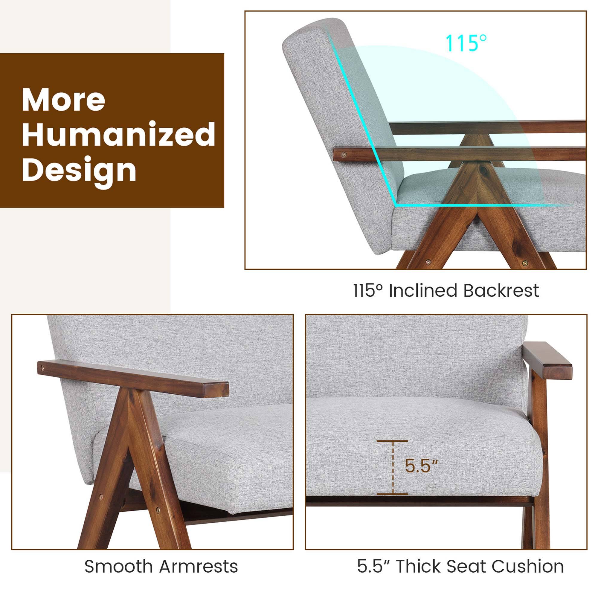 More Humanized Design 115 Inclined Backrest 5.5" Smooth Armrests 5.5" Thick Seat Cushion