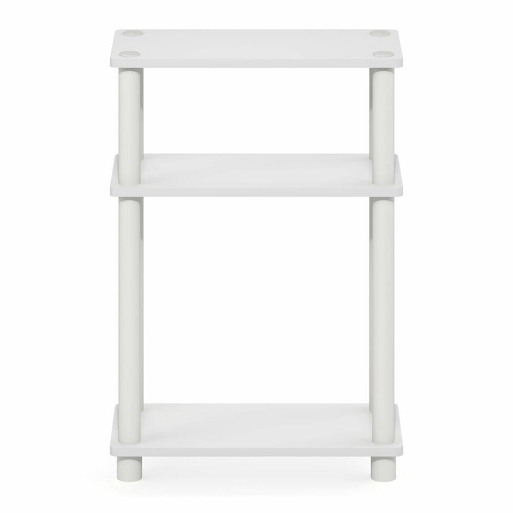 Back. Furinno - TURN-N-TUBE Toolless Assembly Narrow Side Table, Rectangular End Table, Slim Nightstand, Night Stand, Bedside Table - White/White.
