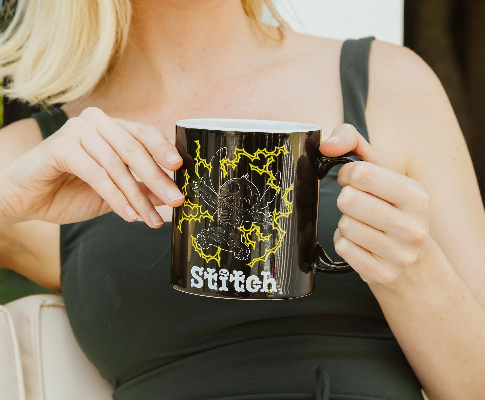 Alt View 3. Silver Buffalo - Disney Lilo & Stitch Skeleton Glow-In-The-Dark Ceramic Mug | Holds 20 Ounces - Black.