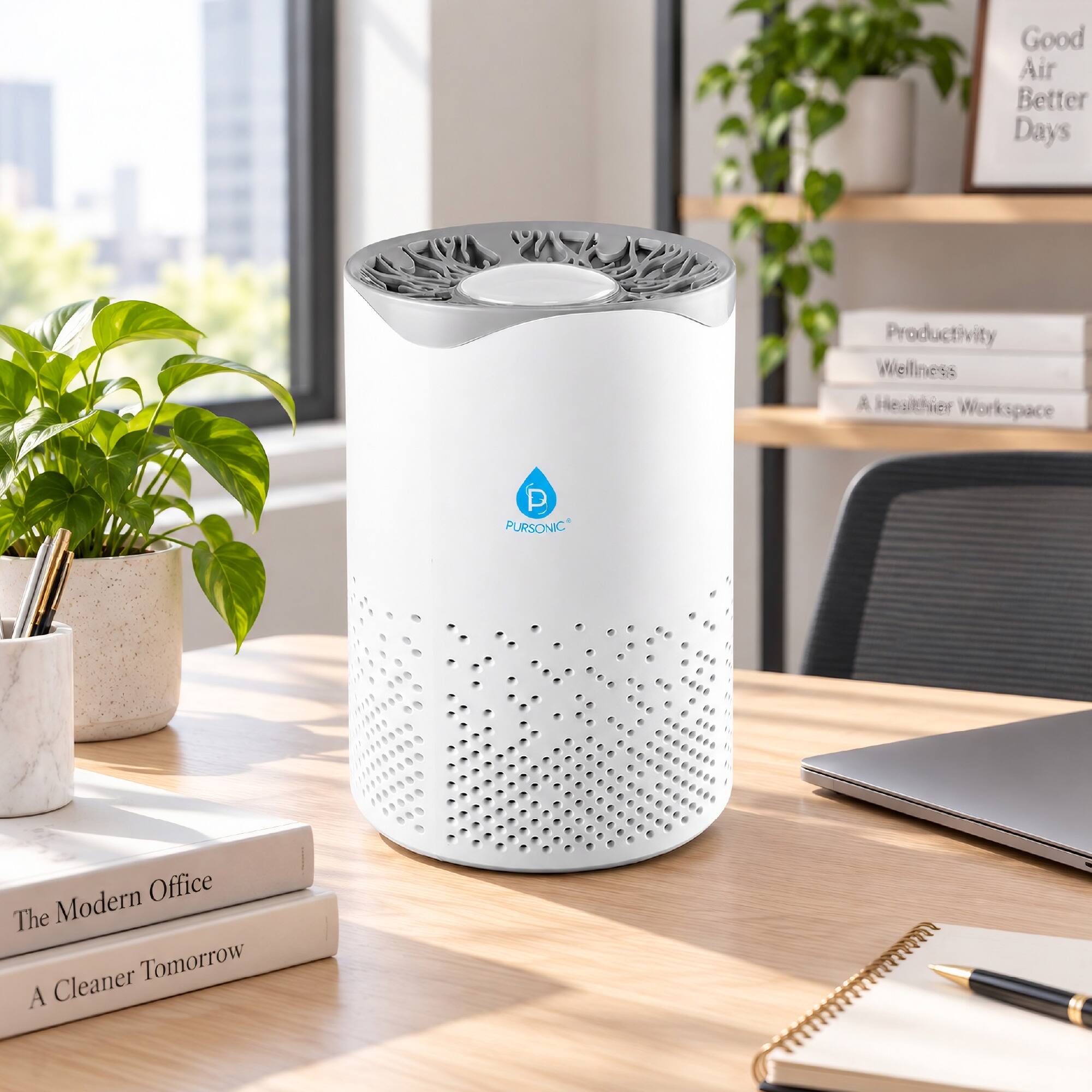 Good Air Better Days  
Productivity Wellness A Healthier Workspace  
PURSONIC  
Modern Office The Cleaner Tomorrow
