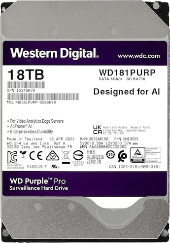 Western Digital Purple Pro WD181PURP 18 TB Hard Drive 3.5 Western Digital Purple Pro WD181PURP 18 TB Hard Drive 3.5
