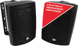 Dual - LU63PB 6.5" 3-Way Wired Outdoor/Indoor Speakers | Weather-Resistant | Home, Pool, Patio, Garage - Black