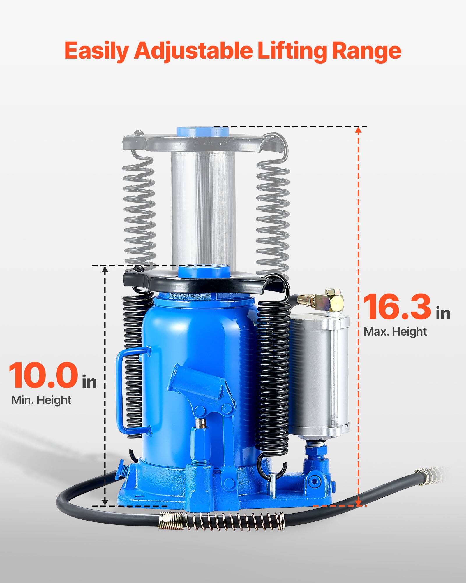 Easily Adjustable Lifting Range  
16.3 in Max. Height  
10.0 in Min. Height
