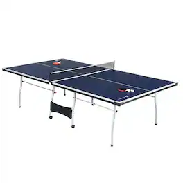 SlickBlue - Ping Pong Table Tennis Set with Official Size, Net 2 Paddles 2 Balls - Blue