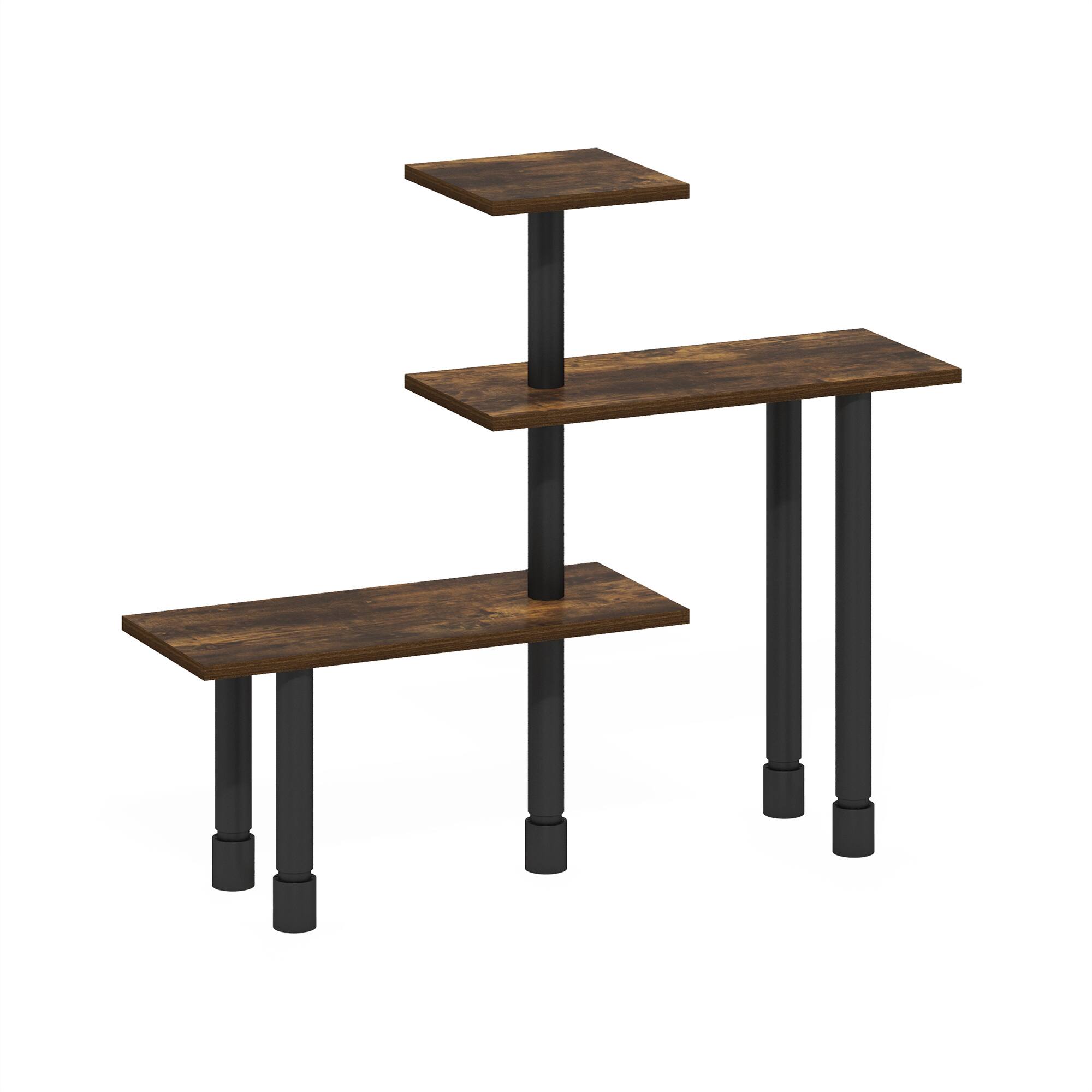 Alt View 4. Furinno - TURN-N-TUBE Corner Shelf, Organizers and Accessories, Adjustable Desk Shelf, for Small Spaces, Home Office, Bathroom - Amber Pine/Black.