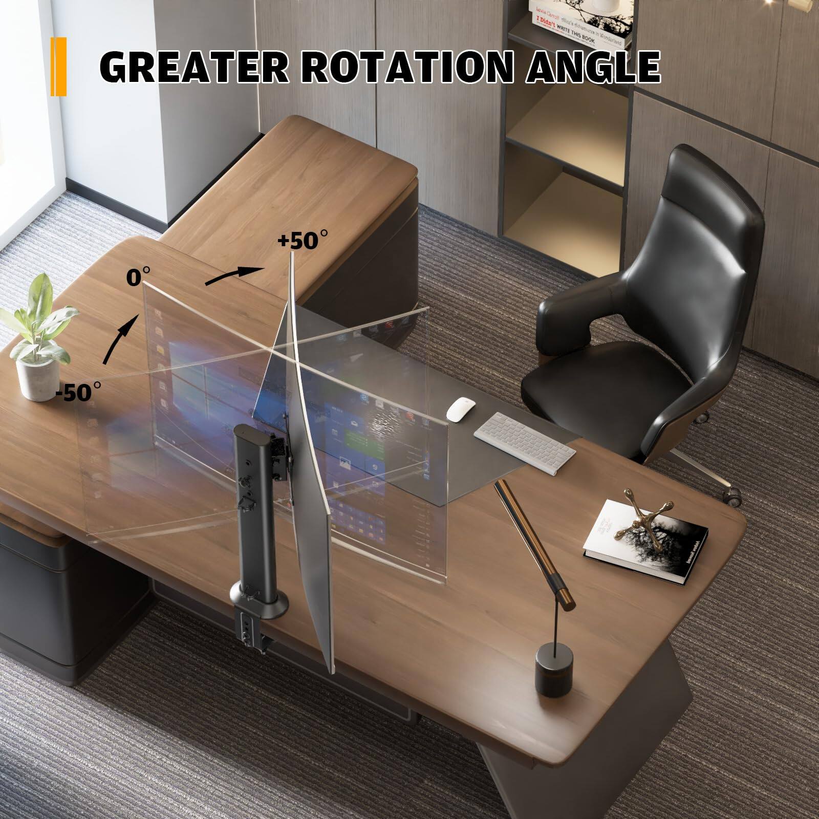 GREATER ROTATION ANGLE

+50°

0°

-50°
