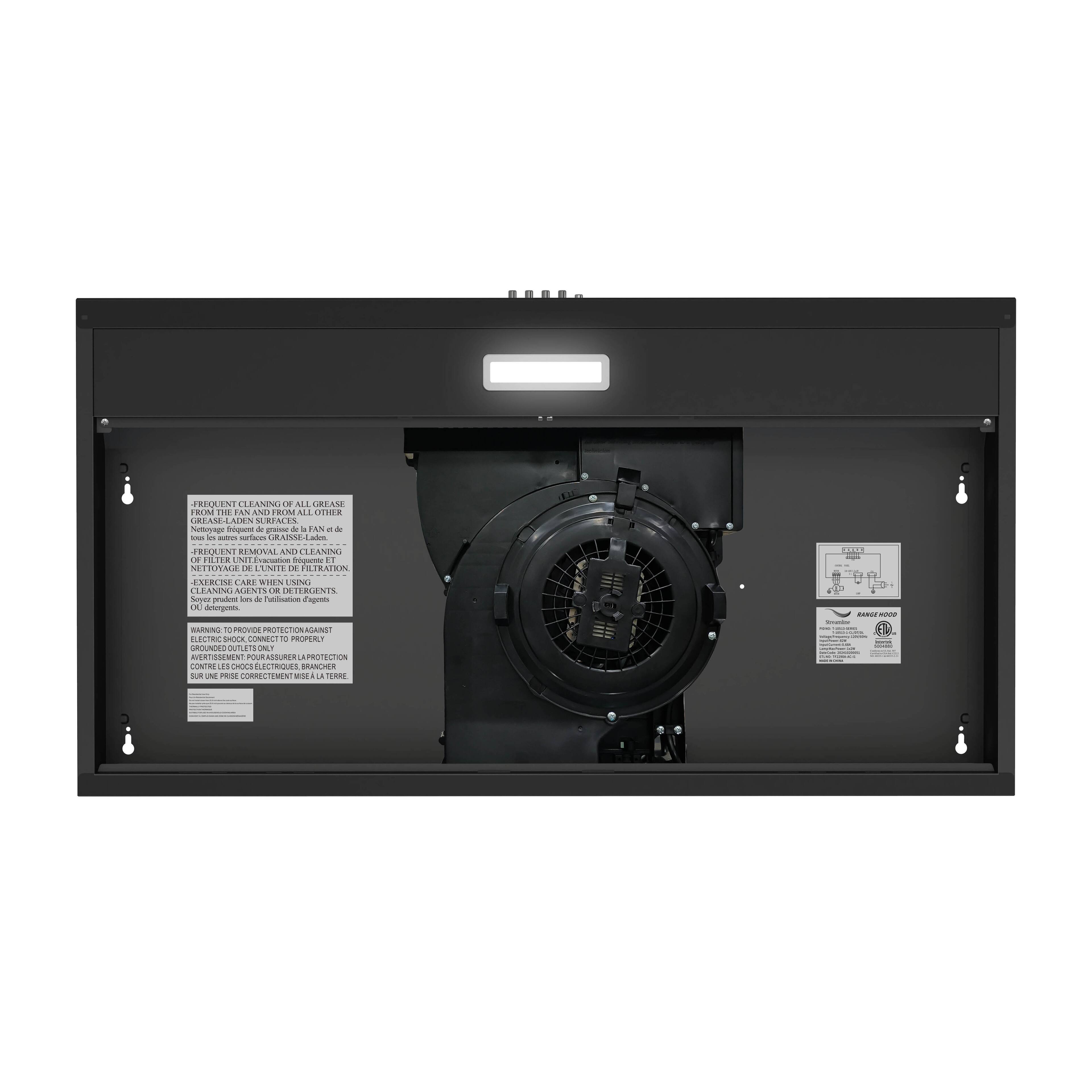 FREQUENT CLEANING OF ALL GREASE-LADEN SURFACES, FAN, AND OTHER ELECTRICAL COMPONENTS. KEEP THE FAN FREE OF GREASE. - FREQUENT REMOVAL AND CLEANING OF THE FAN. EXERCISE CARE WITH DETERGENTS, OILS, OR LUBRICANTS. - WARNING TO PROVIDE PROTECTION AGAINST ELECTRIC SHOCK. CONNECT TO PROPERLY. - WARNING: POUR ASSURER LA PROTECTION CONTRE L'CHOC ELECTRIQUE. MISE A LA TERRE CORRECTEMENT.