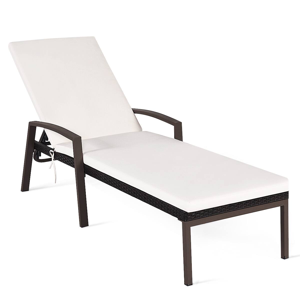 Alt View 3. Gymax - Gymax Adjustable Rattan Chaise Recliner Lounge Chair Patio Outdoor w/ Cushion - Brown.