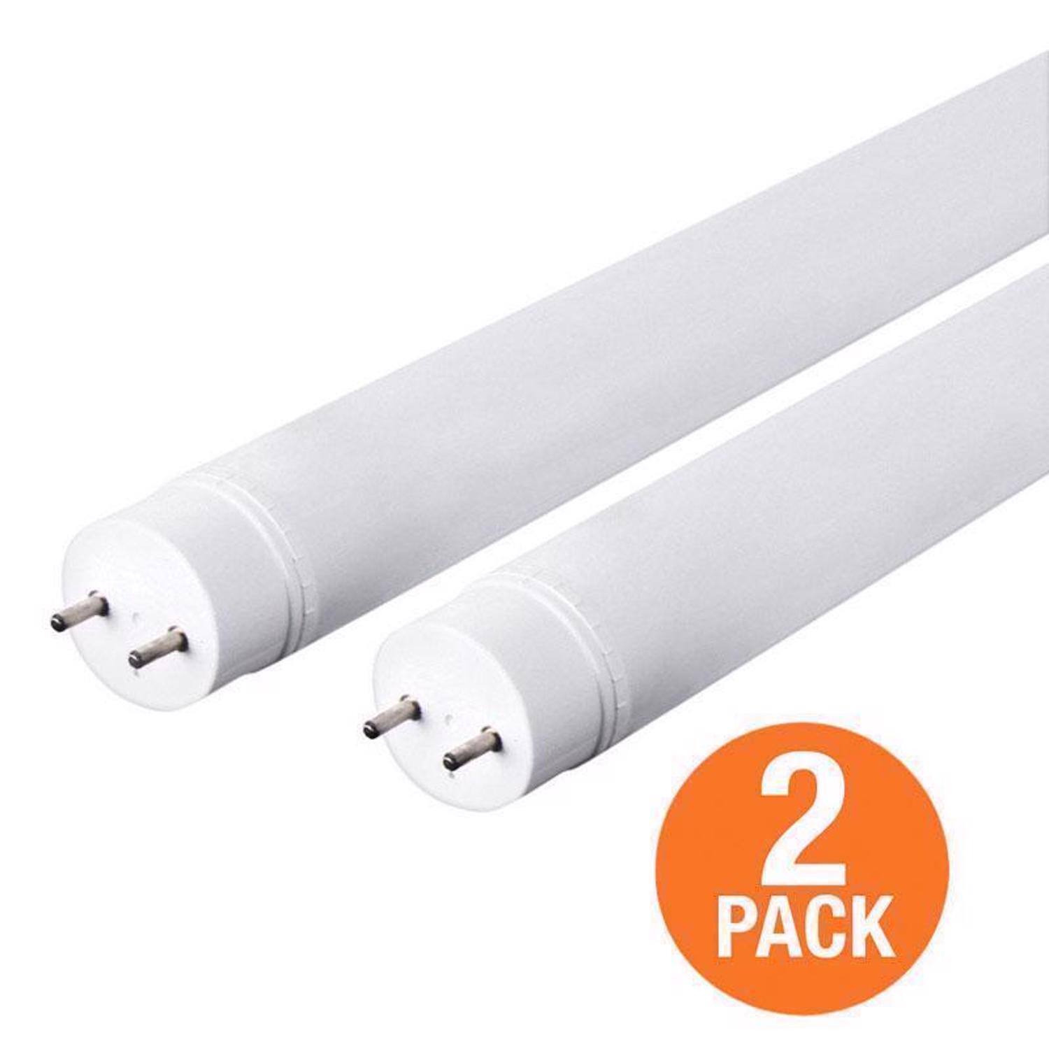 Left. FEIT ELECTRIC - Feit Plug & Play T8 Cool White 47.5 in. Bi-Pin T8 LED Bulb 32 Watt Equivalence 2 pk.