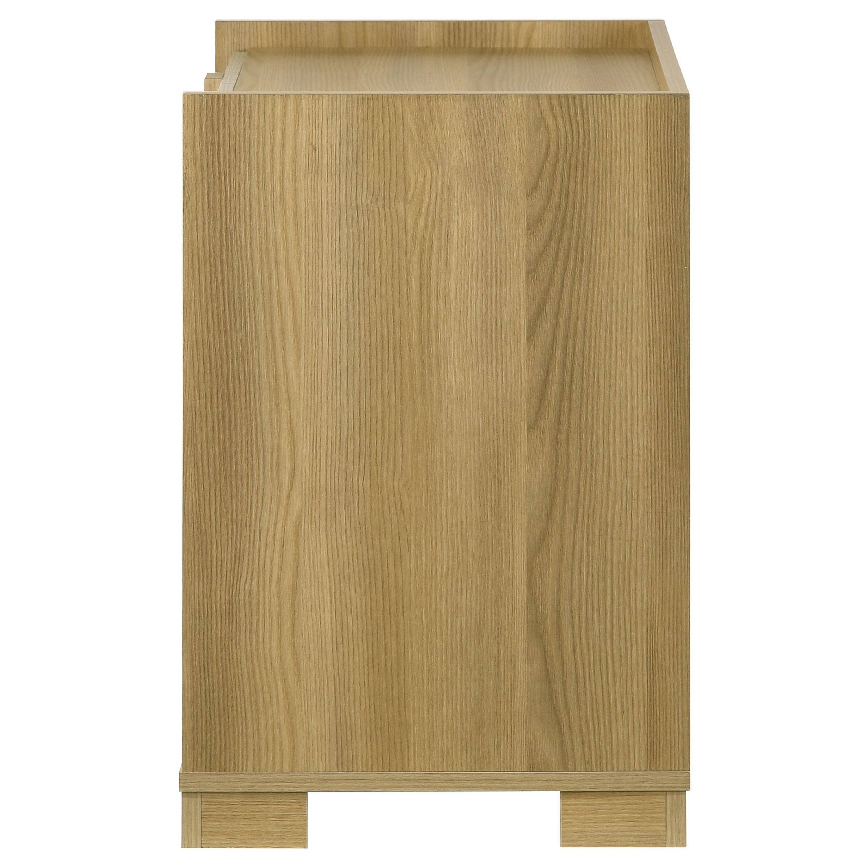 Alt View 3. Manhattan Lane - Hyle Modern Nightstand, 2 Drawers, 24 Inch - Natural Brown.