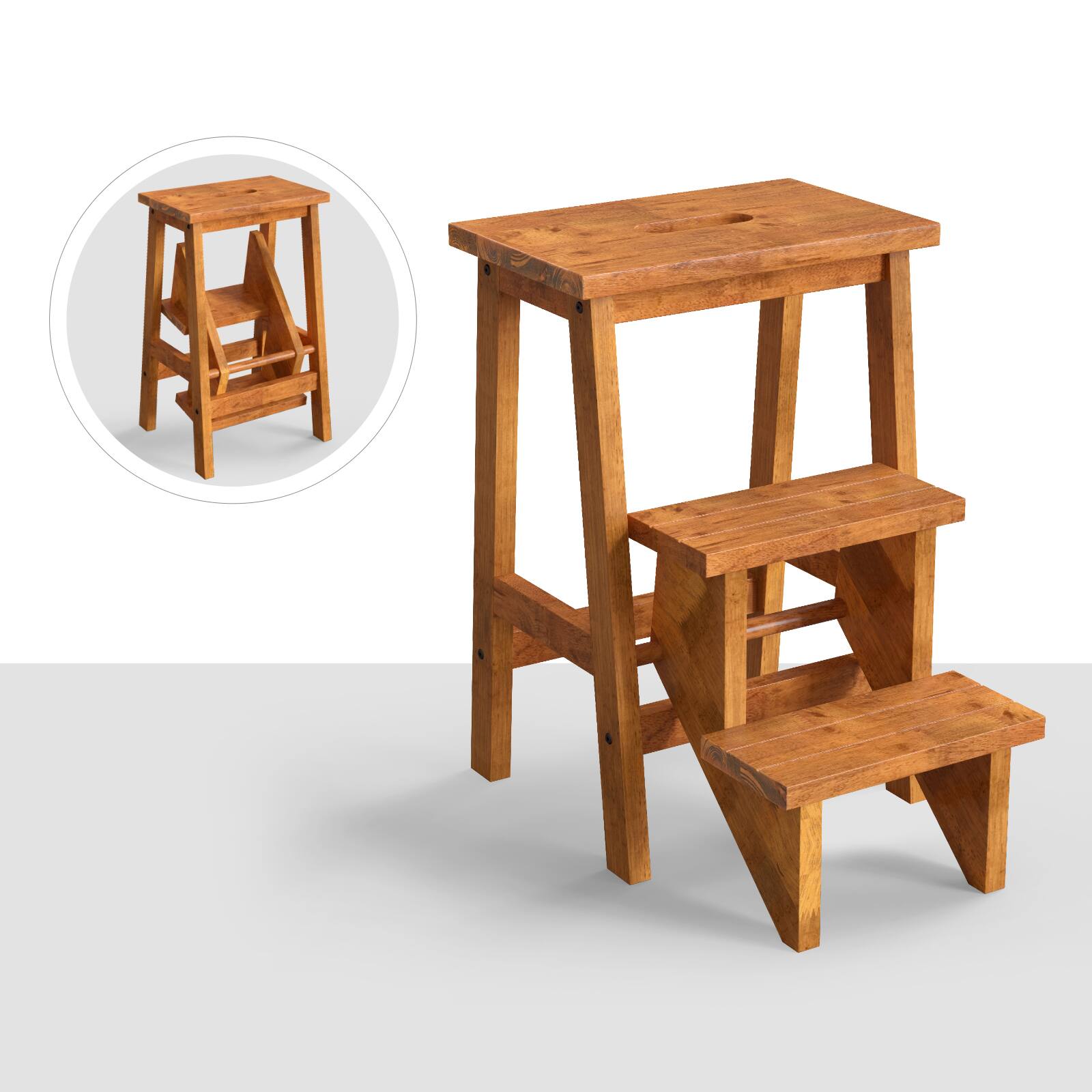 Alt View 7. Gymax - Gymax 3 Tier Step Stool 3 in 1 Folding Ladder 24'' Storage Shelf Multi-function Coffee - Coffee.