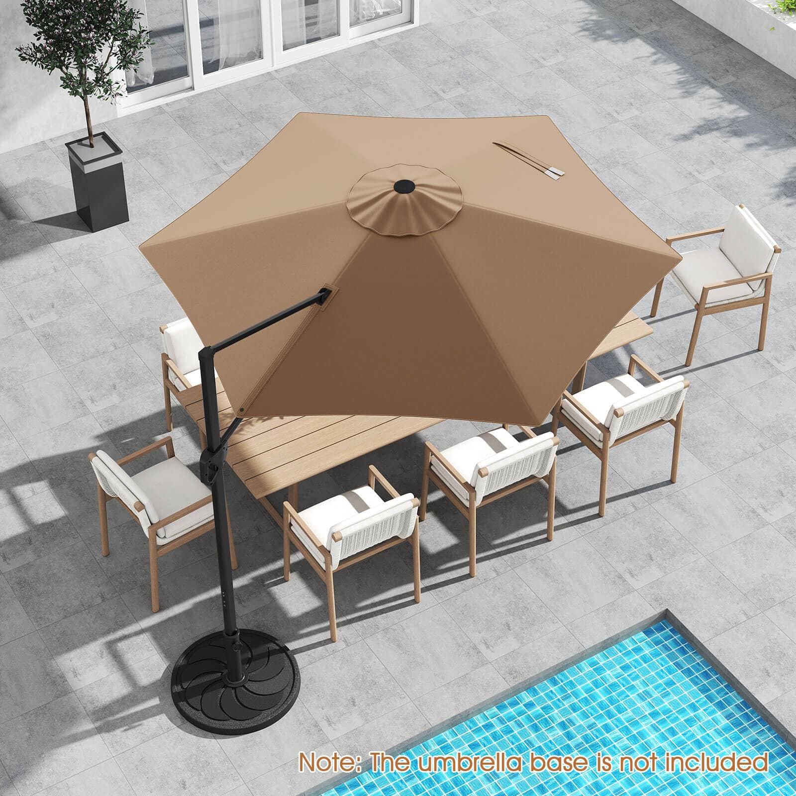 Costway - 9 FT Cantilever Patio Umbrella Offset Hanging Umbrella with Vented Top for Poolside - Brown