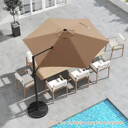 Costway - 9 FT Cantilever Patio Umbrella Offset Hanging Umbrella with Vented Top for Poolside - Brown