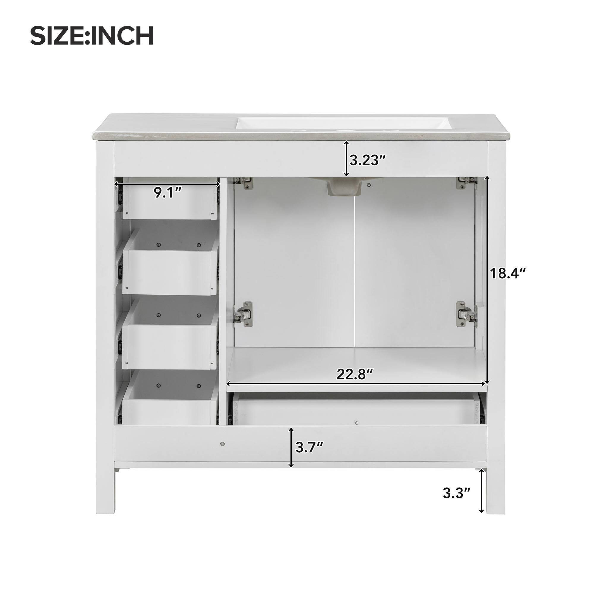 SIZE: INCH  
3.23" 9.1" 18.4" 22.8" 3.7" 3.3"