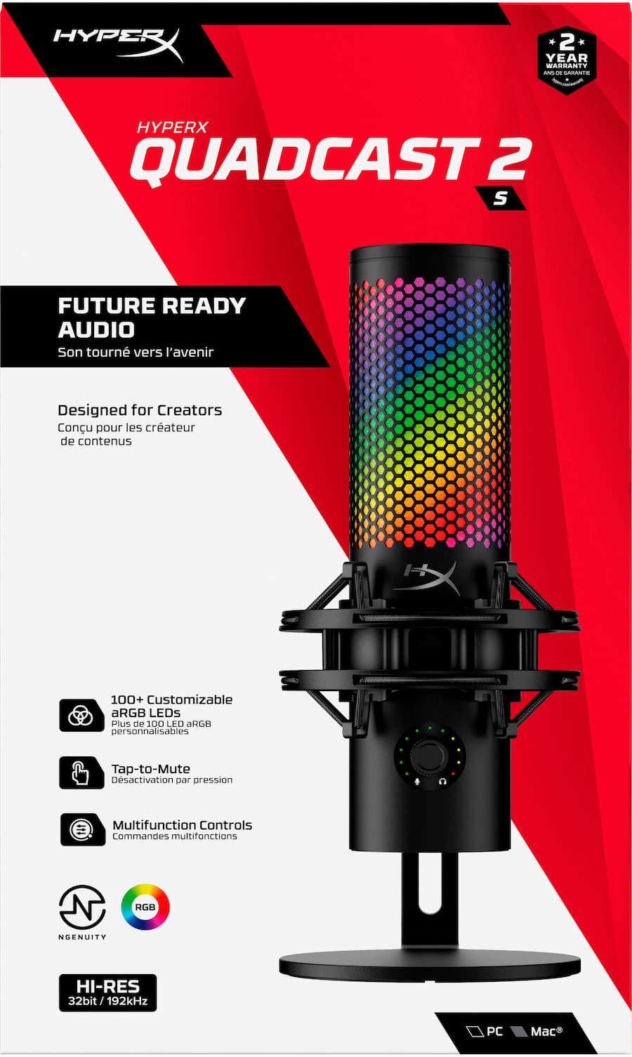 HyperX QuadCast 2 S Wired Multi Pattern USB Electret Condenser HyperX QuadCast 2 S Wired Multi Pattern USB Electret Condenser