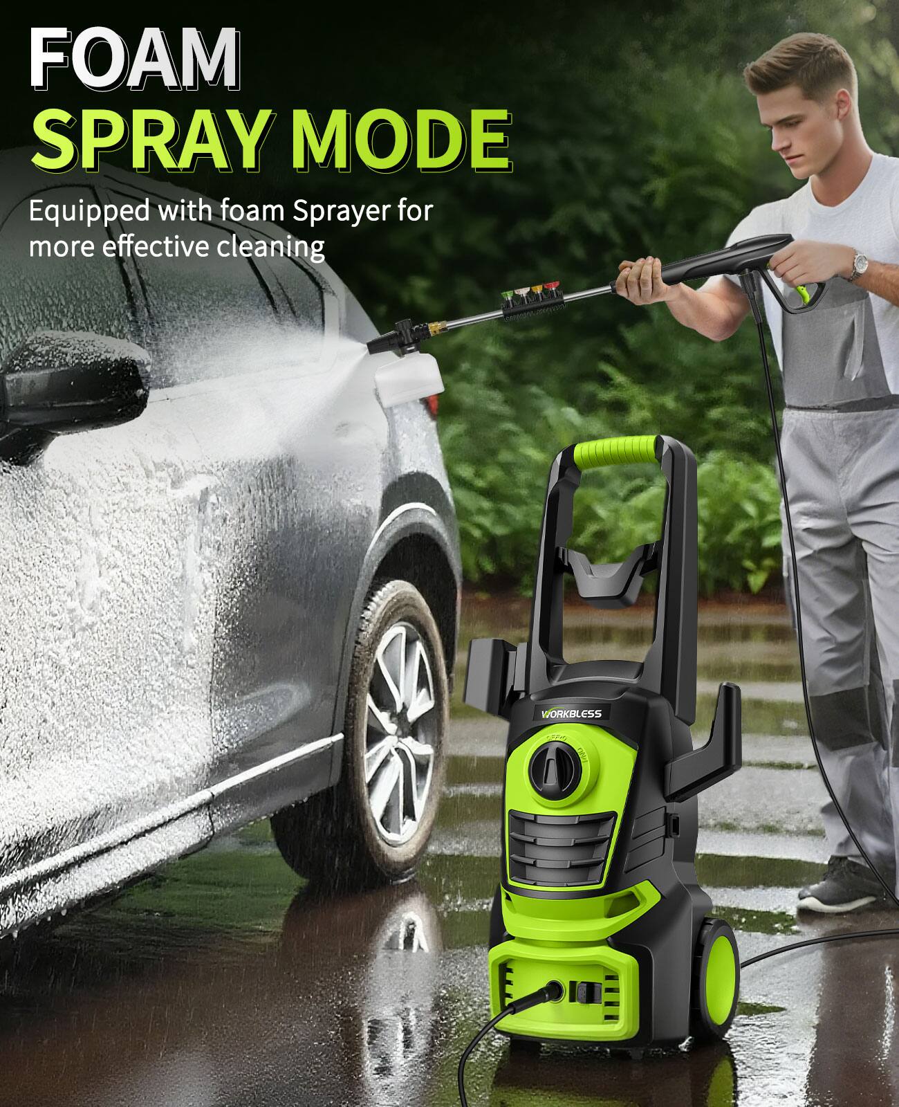 FOAM SPRAY MODE  
Equipped with foam Sprayer for more effective cleaning