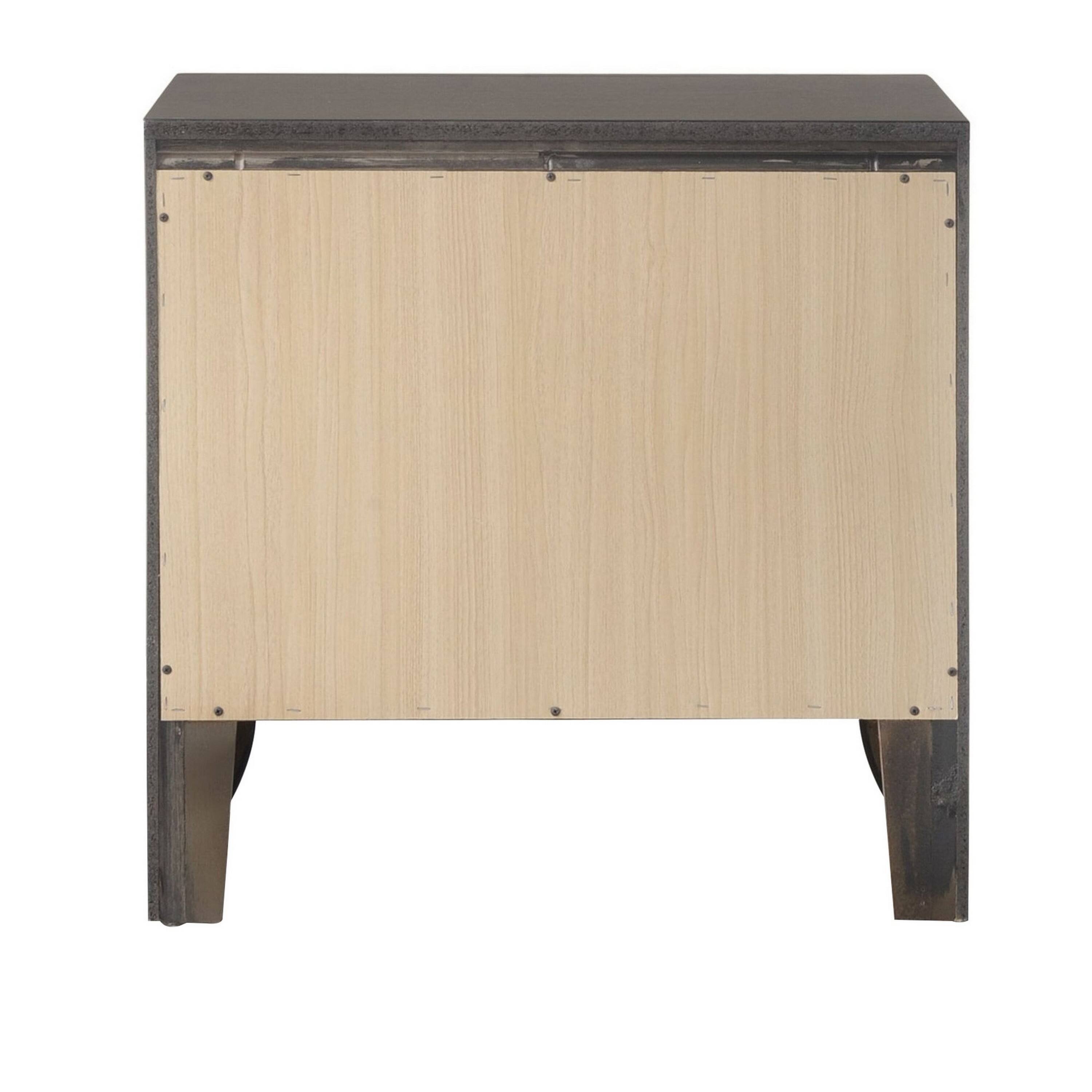 Alt View 3. Manhattan Lane - Wooden Nightstand with Bevel Drawer Front - Gray.