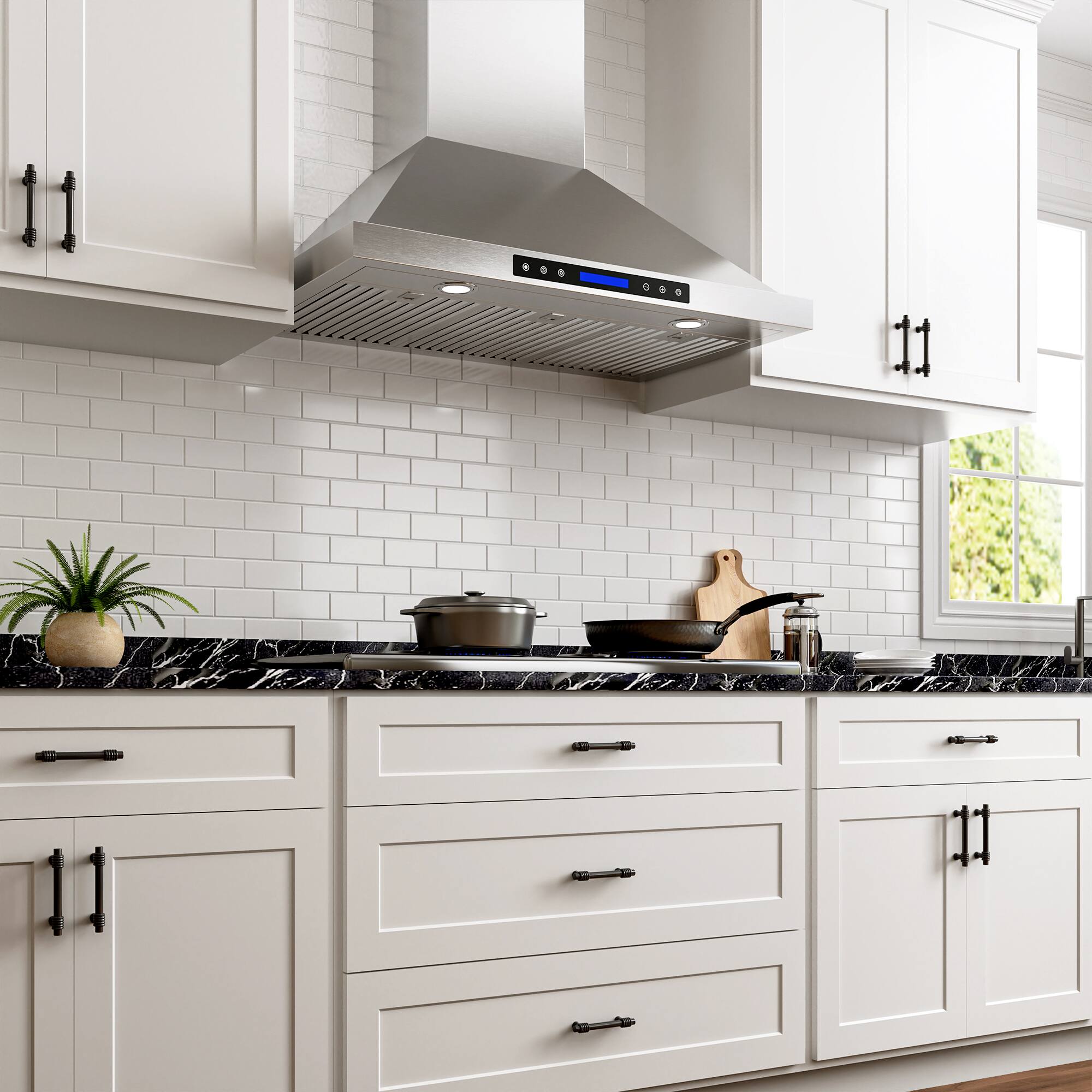 Alt View 2. Onefly - 36 inches - Convertible - Wall Mount Range Hood - Stainless Steel.