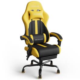 RSPGAME - Gaming Chair,Footrest,Ergonomic Spring Cushion High Back Computer Chair with Lumbar Support & 90-135°Recline - Yellow and Black